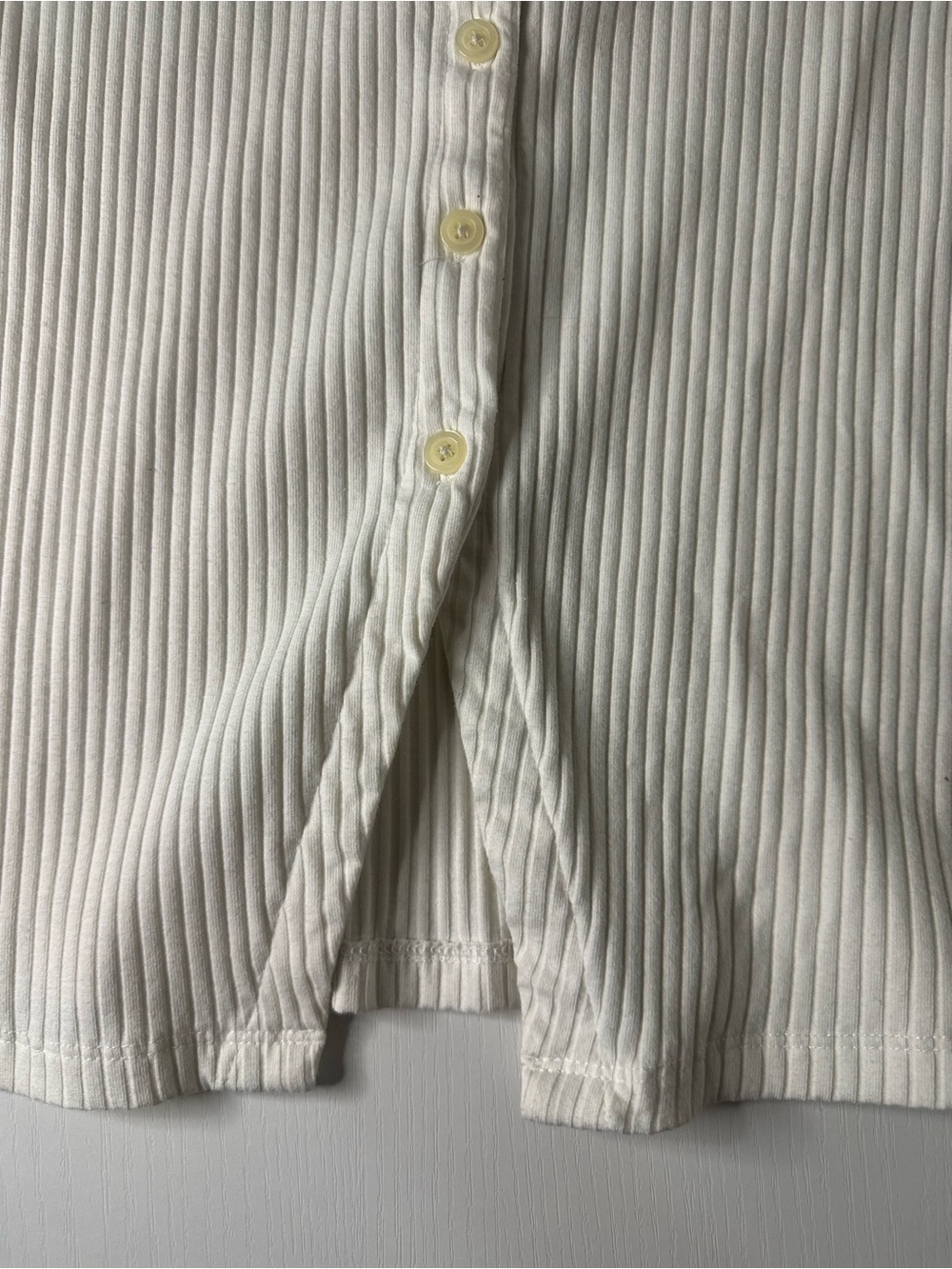 Women’s Cream Ribbed Button-Front Top - Picture 2 of 4